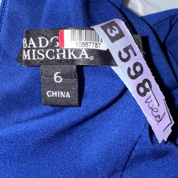 Badgley Mischka Cobalt Royal Blue Racer Back Formal Gown Size 6 - Picture 9 of 9